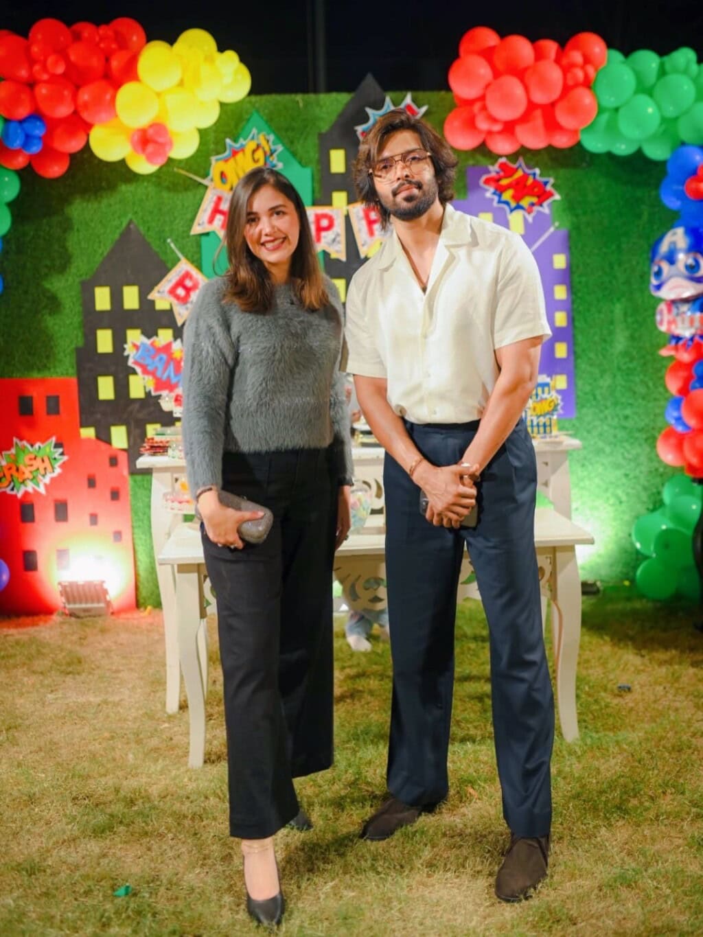 Fahad Mustafa Spotted With Wife Sana At Son’s Birthday