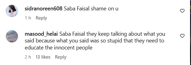 Saba Faisal Hits Back At Rabia Anum