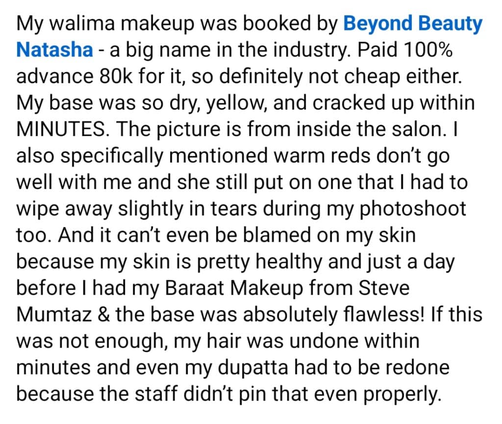 Bridal Client Exposes Natasha Lakhani of Natasha Salon