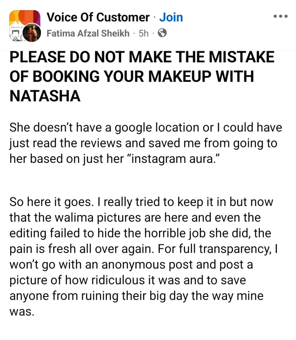 Bridal Client Exposes Natasha Lakhani of Natasha Salon