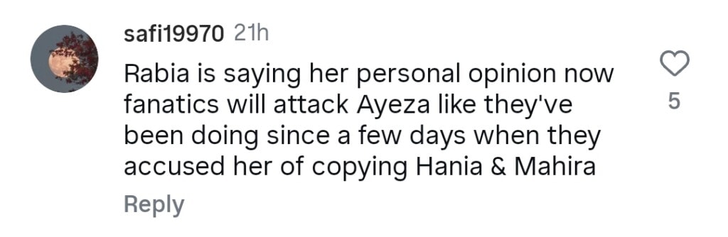 Rabia Anum Says Ayeza Khan Is Shahrukh Khan of Pakistan