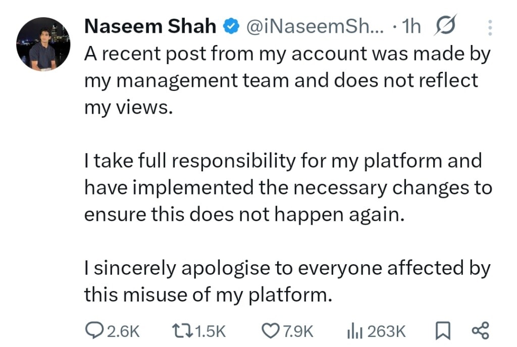 Naseem Shah Pays Heavily for His Viral Tweet