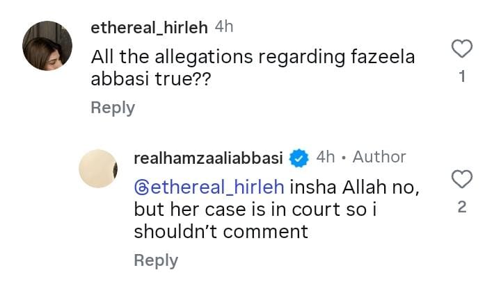 Hamza Ali Abbasi Responds To Sister’s Money Laundering Allegations