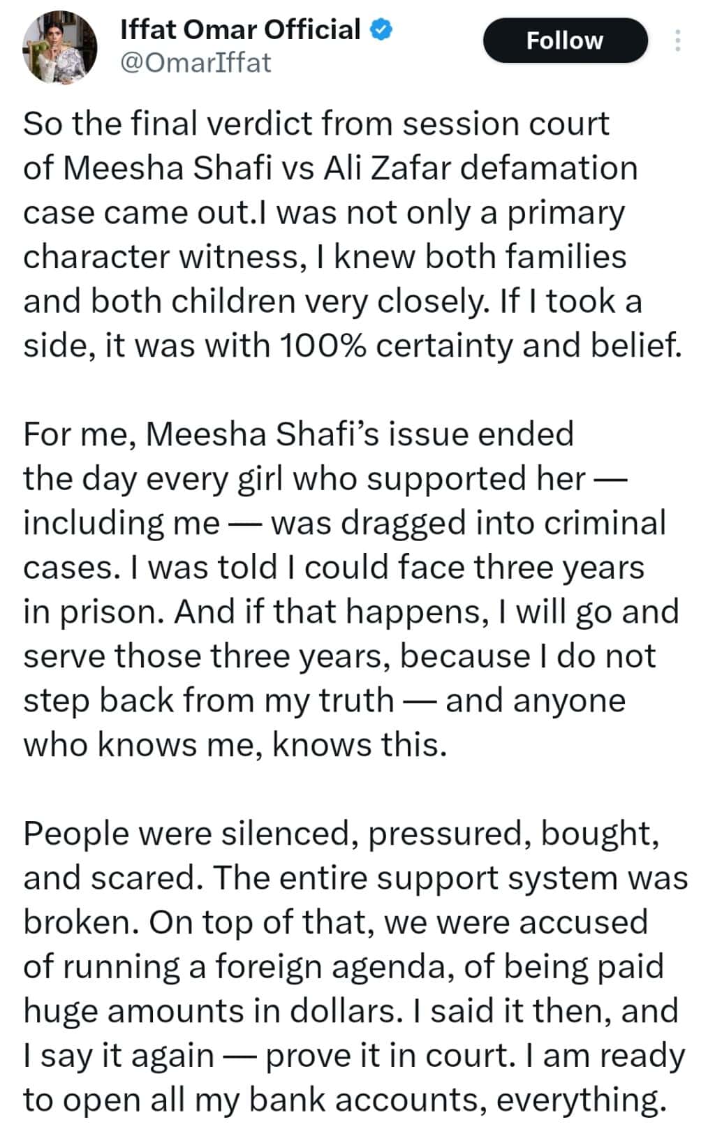 Iffat Omer Slams Iqrar Ul Hassan’s Statement on Ali Zafar – Meesha Shafi Case