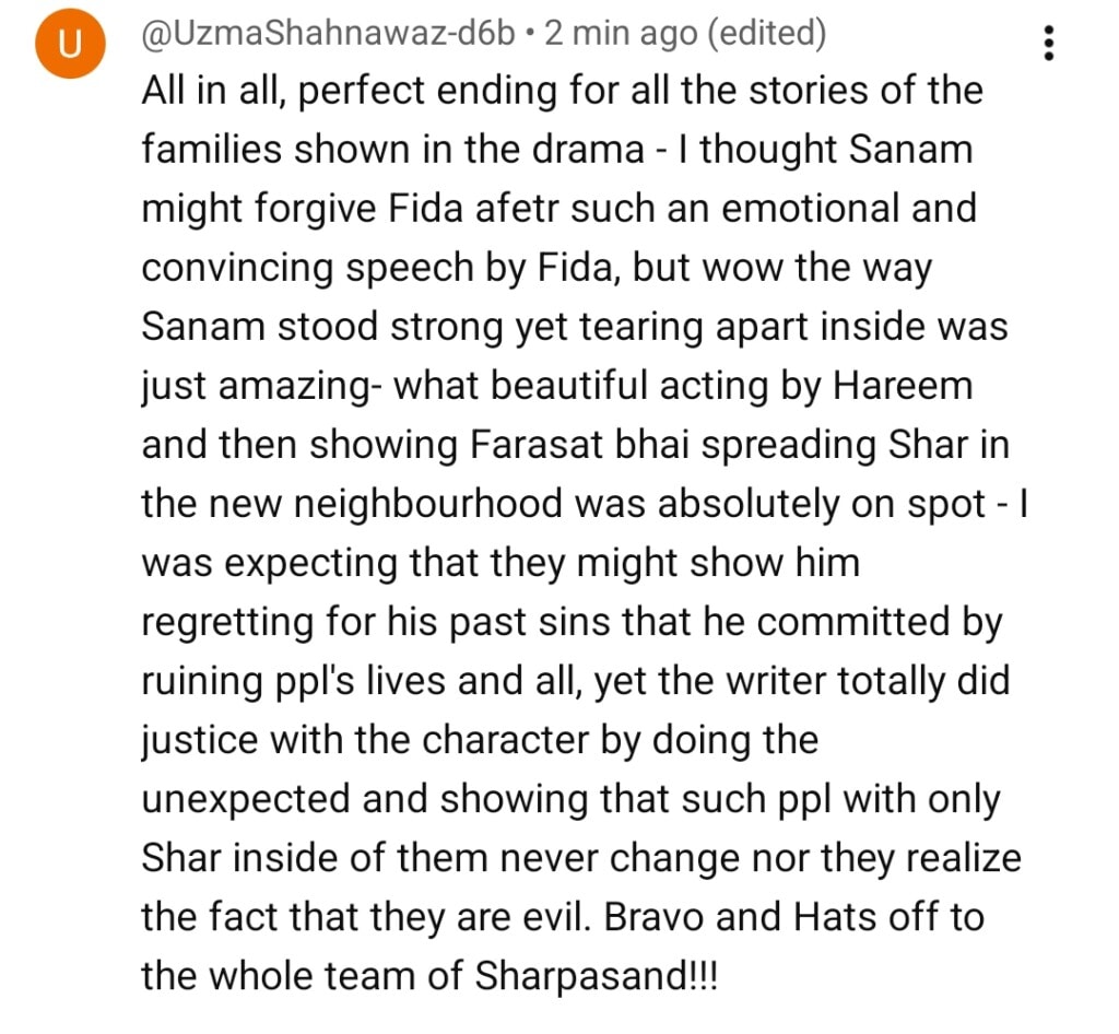 SharPasand Last Episode Public Reaction