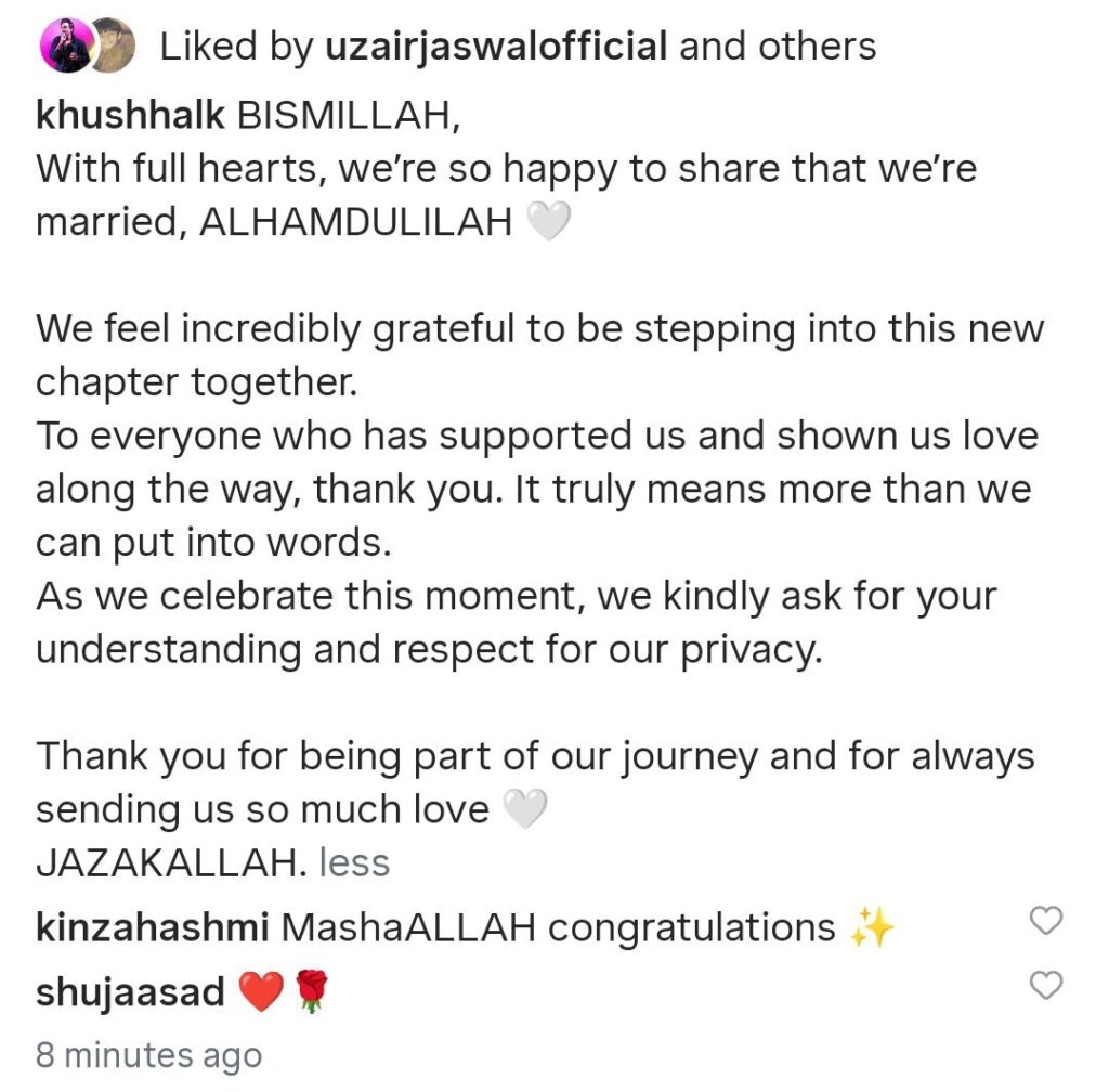 Ramsha Khan & Khushhal Khan Official Wedding Announcement