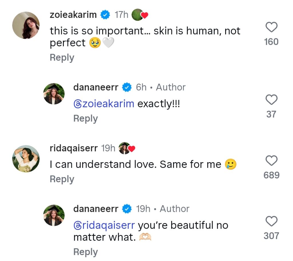 Dananeer Mobeen’s Honest Take on Skin Imperfections Wins Praise