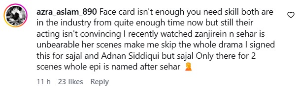 Sanam Saeed Opinion About Sahar Hashmi & Hina Afridi
