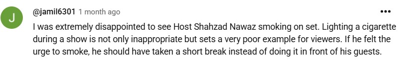 Shahzad Nawaz Criticized On Smoking While Hosting
