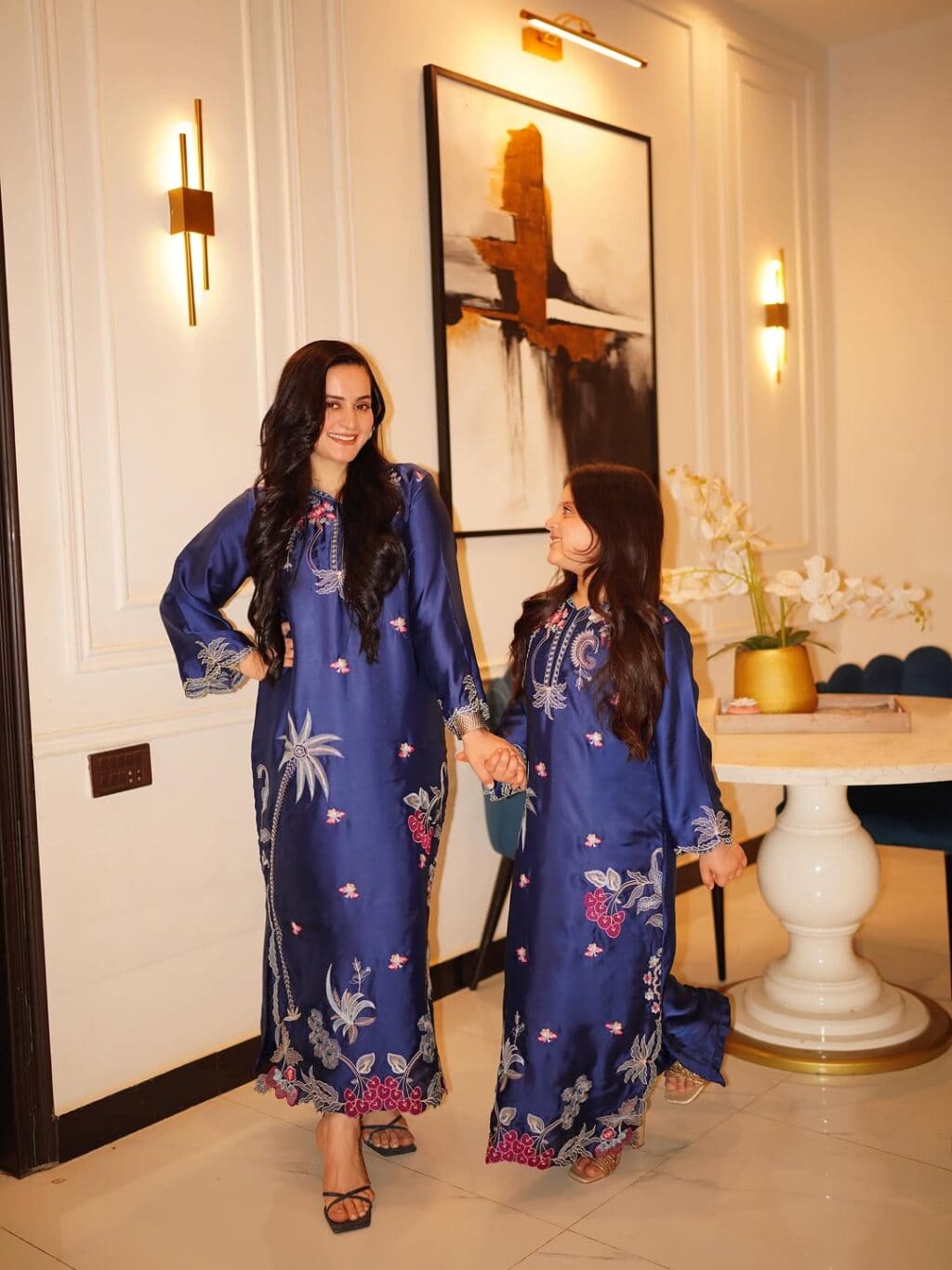Aiman Khan Twinning With Eldest Daughter Amal Muneeb In Blue
