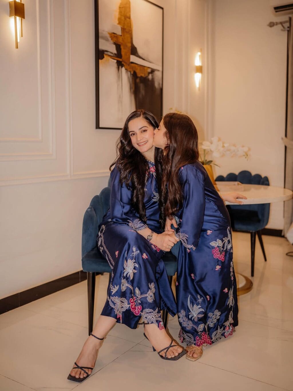 Aiman Khan Twinning With Eldest Daughter Amal Muneeb In Blue