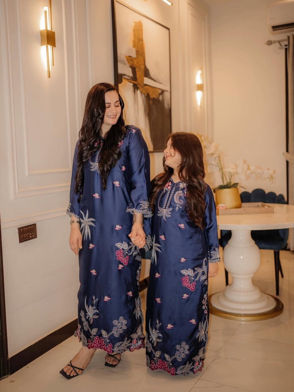 Aiman Khan Twinning With Eldest Daughter Amal Muneeb In Blue