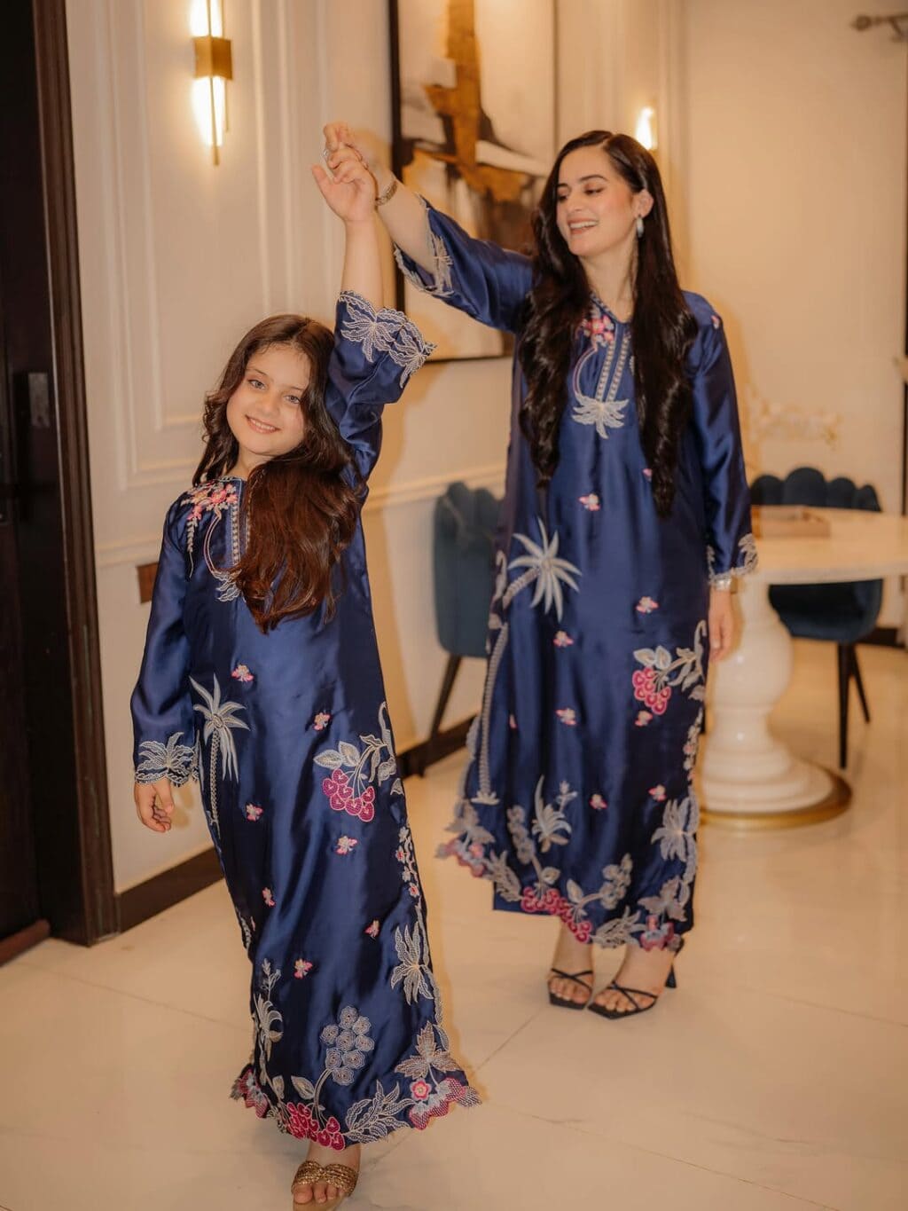 Aiman Khan Twinning With Eldest Daughter Amal Muneeb In Blue