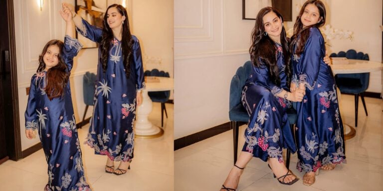 Aiman Khan Twinning With Eldest Daughter Amal Muneeb In Blue