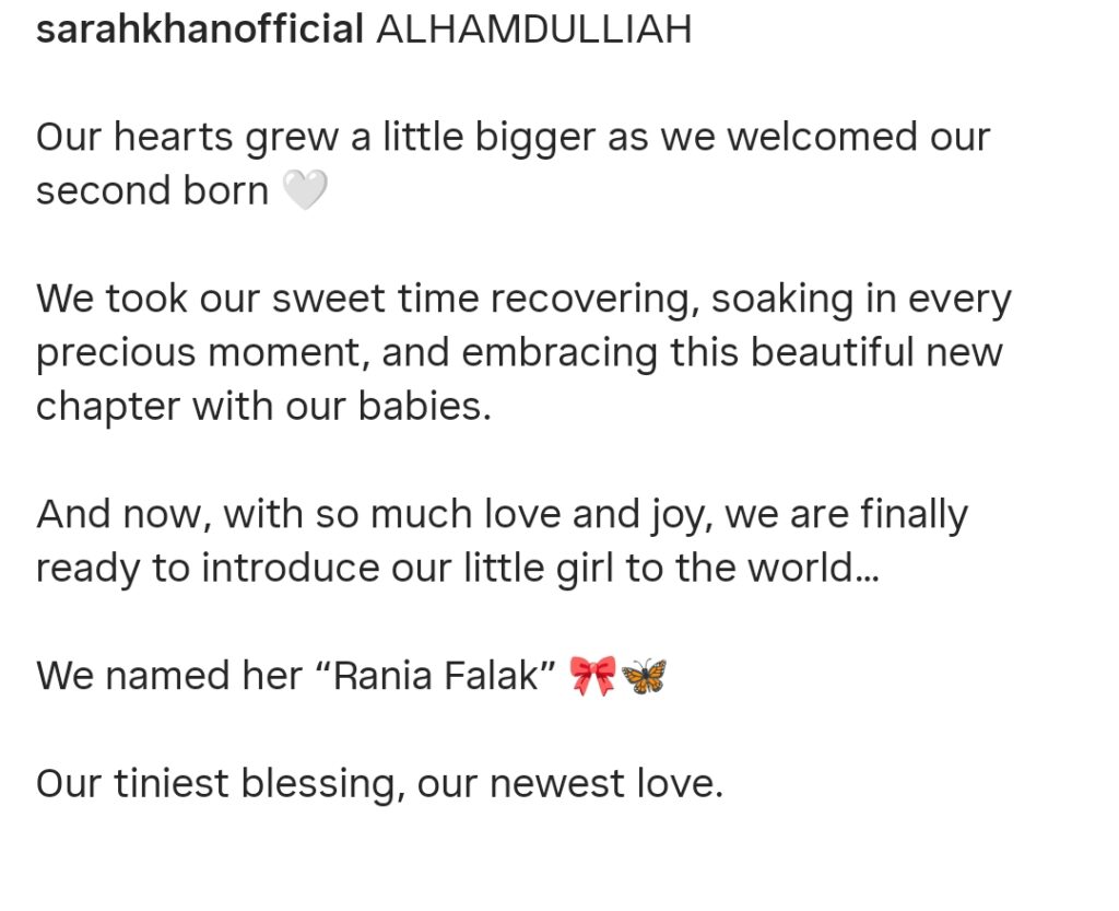 Sarah Khan & Falak Shabir Become Parents Again Sarah Khan & Falak Shabir Become Parents Again