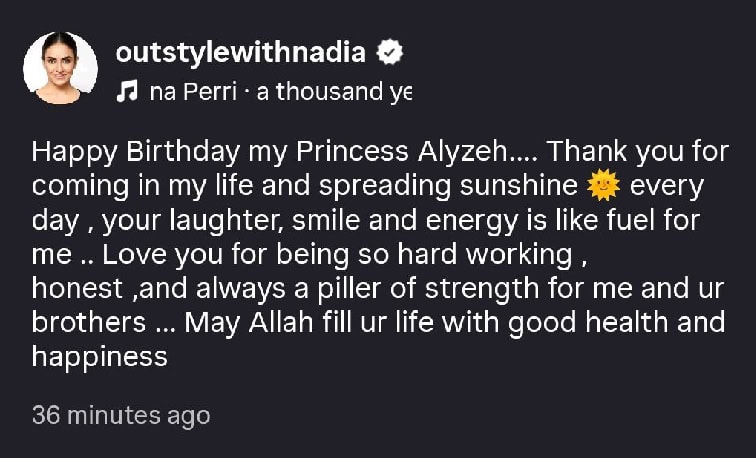 Nadia Khan Shares Beautiful Reel on Daughter Alyzeh's Birthday Nadia Khan Shares Beautiful Reel on Daughter Alyzeh’s Birthday
