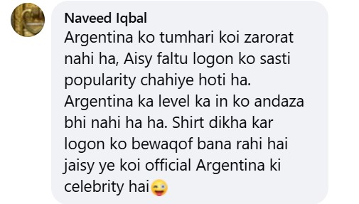 Nawal Saeed’s Support For Argentina Gets Criticism