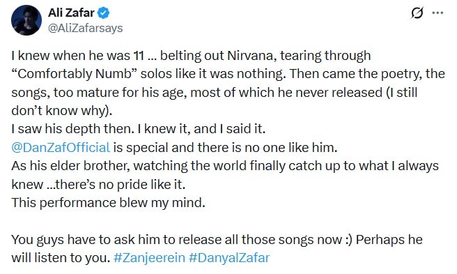 Ali Zafar Expresses Pride On Brother Danyal Zafar