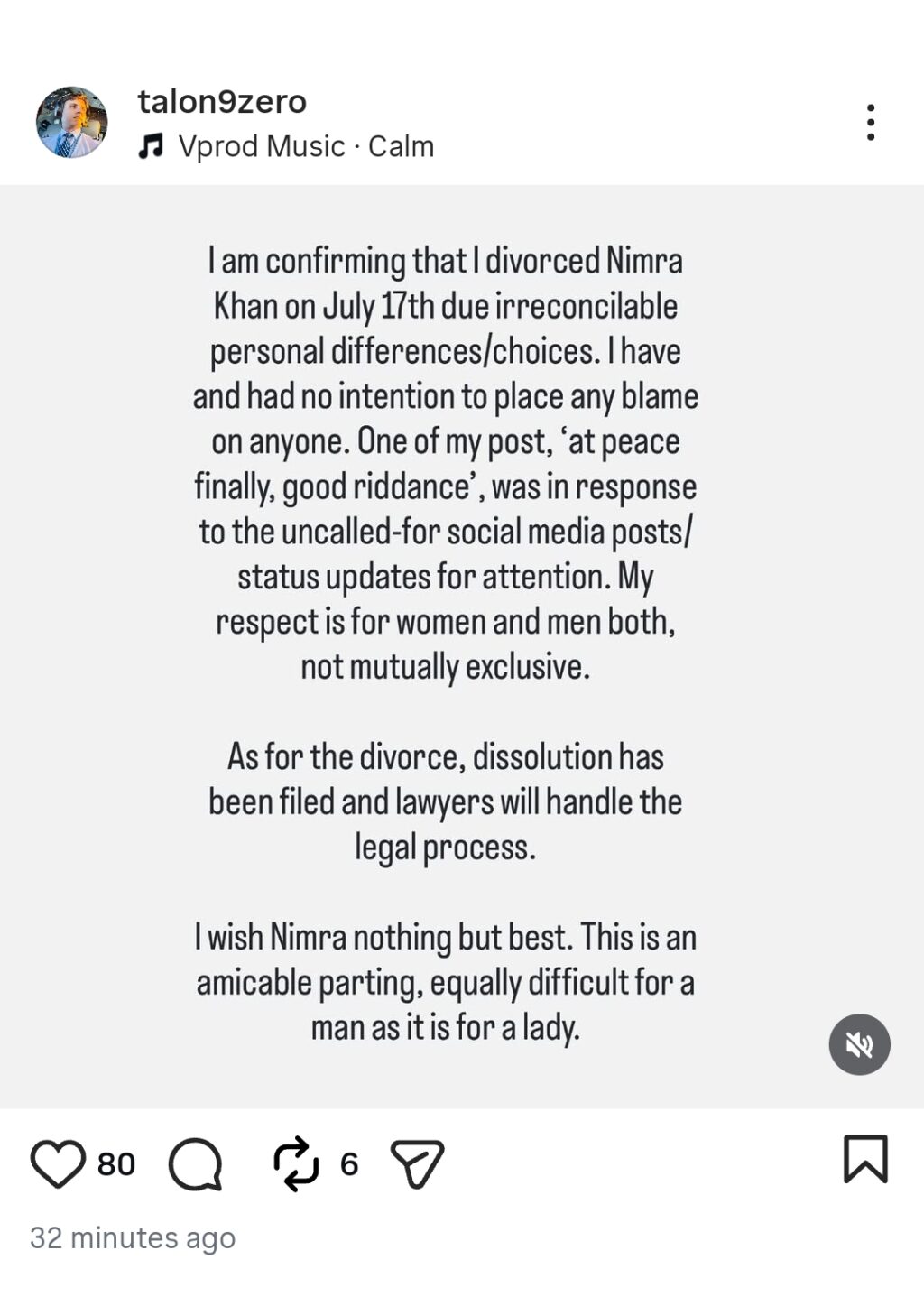 Nimra Khan’s Husband Confirms Divorce Nimra Khan’s Husband Confirms Divorce