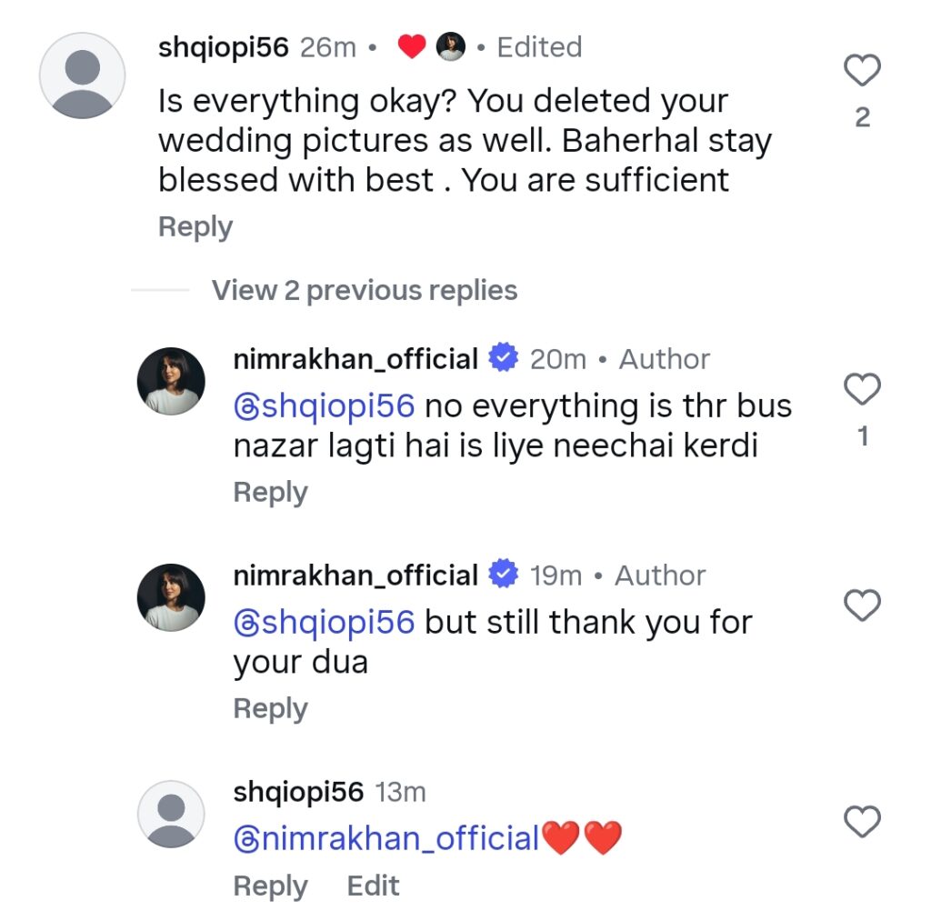 Nimra Khan Responds to The Divorce Speculations Nimra Khan Responds to The Divorce Speculations