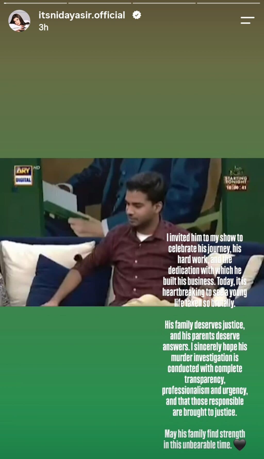 Nida Yasir Recalls Interviewing Ali Raza - Demands Justice Nida Yasir Recalls Interviewing Ali Raza – Demands Justice