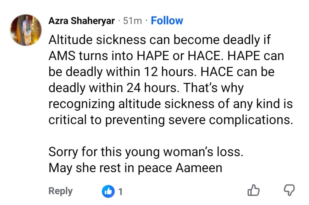 Young Pakistani Summiteer Asma Mushtaq Loses Life