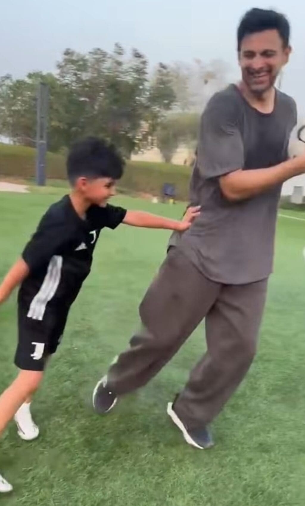 Shoaib Malik Son’s Cute Football Challenge to Father Gets Praise
