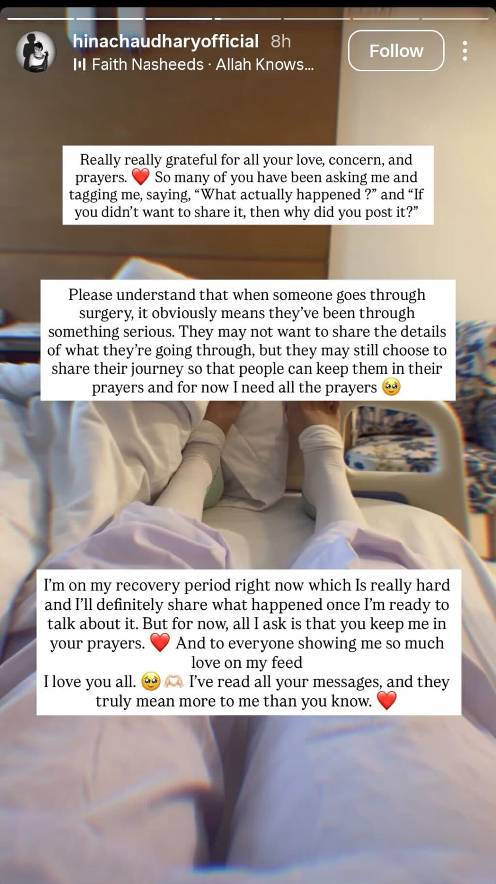 Hina Chaudhary Undergoes Painful Surgery Hina Chaudhary Undergoes Painful Surgery