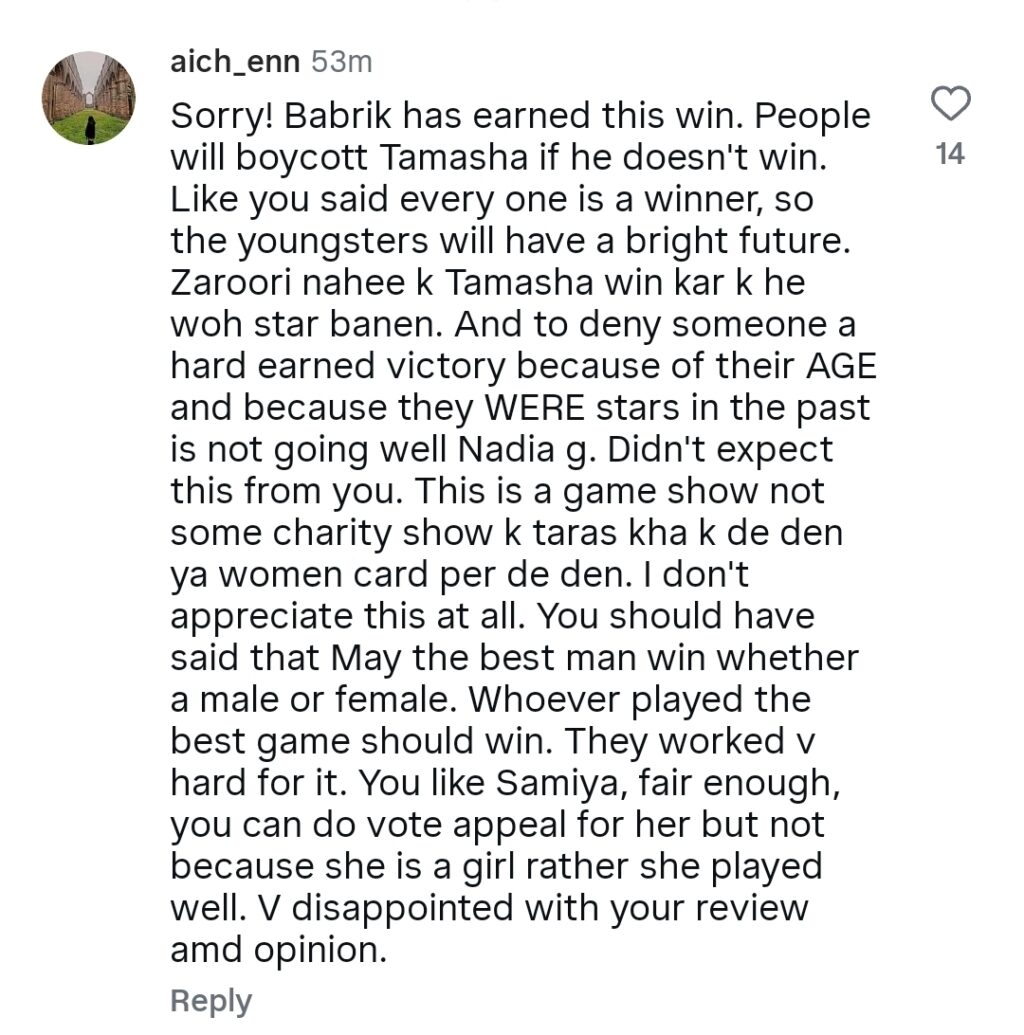 Nadia Afgan Criticized For Wanting to See Esra or Samiya as Winner