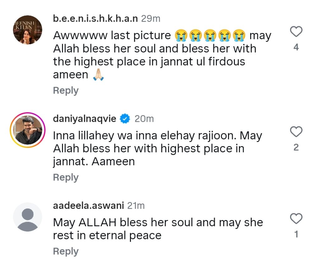 Mariyam Nafees's Emotional Post For Mother in Law After Her Passing Mariyam Nafees’s Emotional Post For Mother in Law After Her Passing